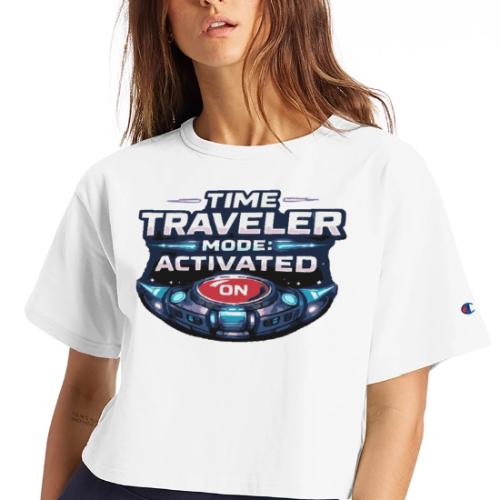 Time Traveler Mode – Futuristic Neon Sci-Fi Tee - Champion Women’s Cropped T-Shirt