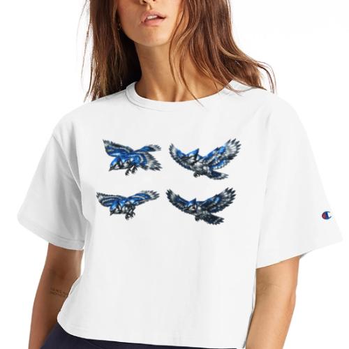 Silver Blue Jay Flight Stages - Champion Women’s Cropped T-Shirt