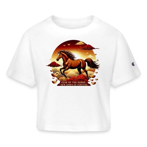 Year of the Horse Sunrise T Shirt, Lunar New Year - Champion Women’s Cropped T-Shirt