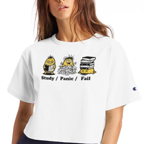 Funny Student Study Panic Fail Back To School - Champion Women’s Cropped T-Shirt