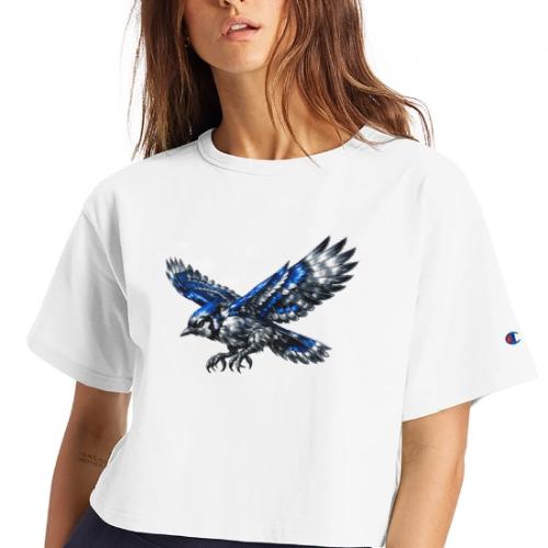 Silver Blue Jay Dive - Champion Women’s Cropped T-Shirt