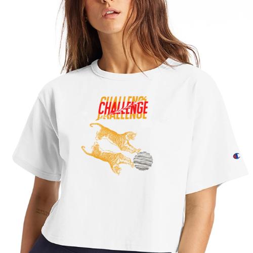 Double tiger fashion, jungle feline animals. - Champion Women’s Cropped T-Shirt