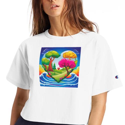 Heart, fantasy, landscapes, nature, fantasy - Champion Women’s Cropped T-Shirt