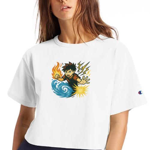 Anime Elemental Warriors | Fire, Water, Lightning - Champion Women’s Cropped T-Shirt