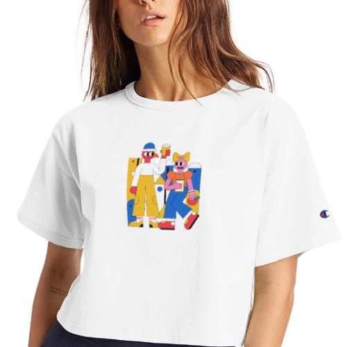 Bold Geometric Duo Pop Art - Champion Women’s Cropped T-Shirt