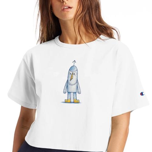 Funny Doodle Bird Character - Champion Women’s Cropped T-Shirt