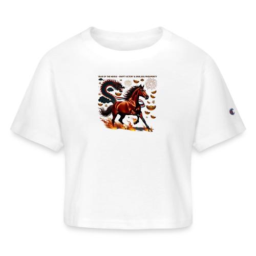 Year of the Horse Victory T Shirt, Lunar New Year - Champion Women’s Cropped T-Shirt