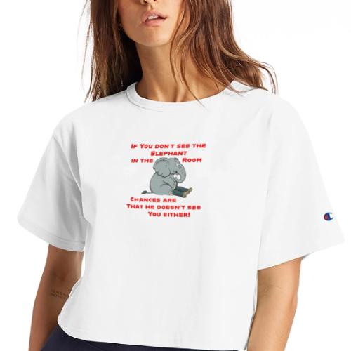 Elephant in the Room Meme - Champion Women’s Cropped T-Shirt