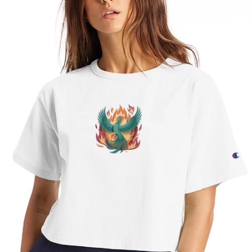 Phoenix Rising Mythical Fire Bird Fantasy Design - Champion Women’s Cropped T-Shirt