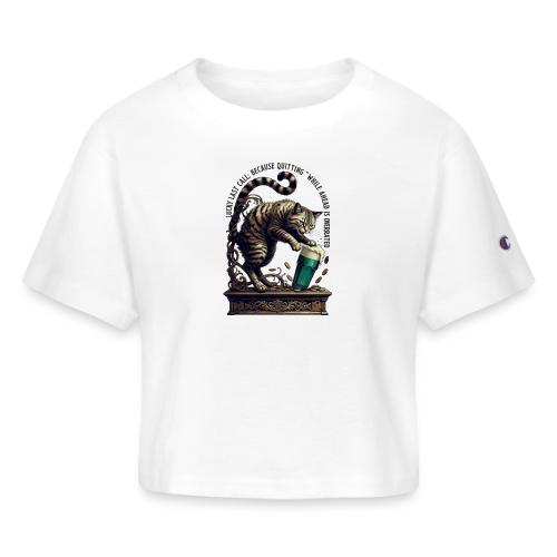 Lucky Last Call Cat Graphic Tee - Champion Women’s Cropped T-Shirt