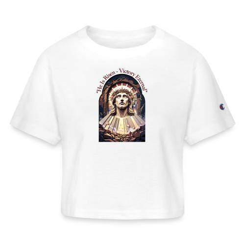 Easter He Is Risen Face of Christ T Shirt, Gift - Champion Women’s Cropped T-Shirt