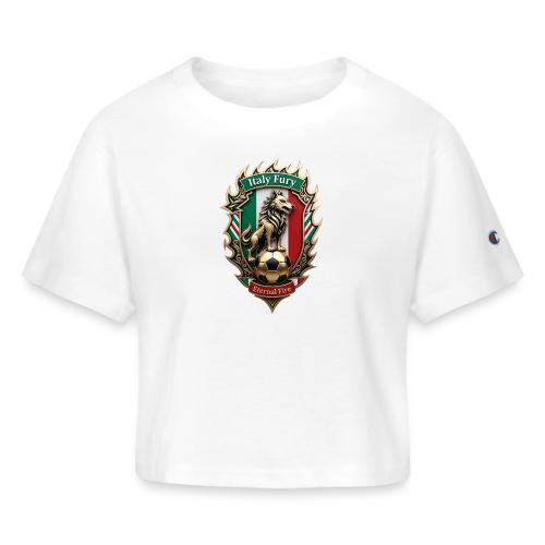 Italy Wolf Fury T-Shirt, Italian Flag Pride Gift - Champion Women’s Cropped T-Shirt