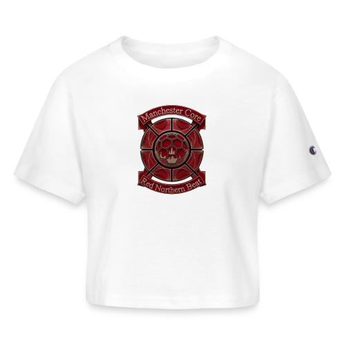 Manchester Is Red T Shirt, Soccer City Pride Gift - Champion Women’s Cropped T-Shirt