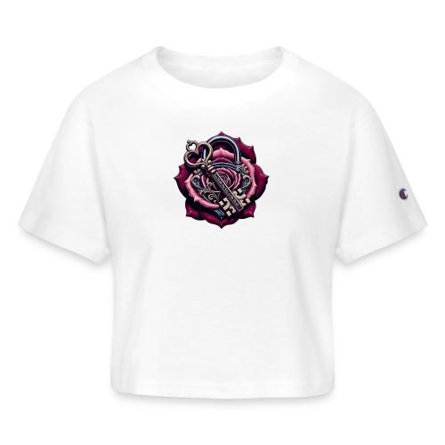 You Hold the Key to My Heart Rose Lock T-Shirt - Champion Women’s Cropped T-Shirt