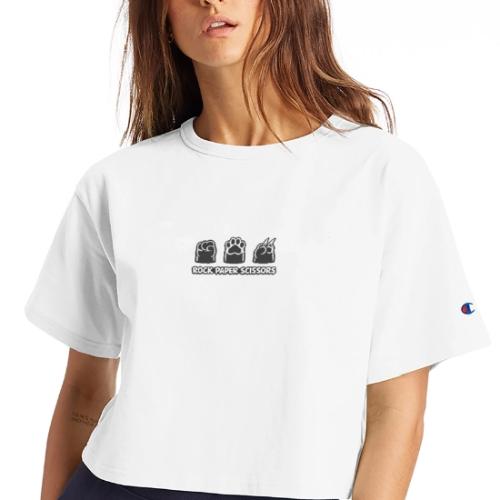 Playful Dog Paw Rock Paper Scissors - Champion Women’s Cropped T-Shirt