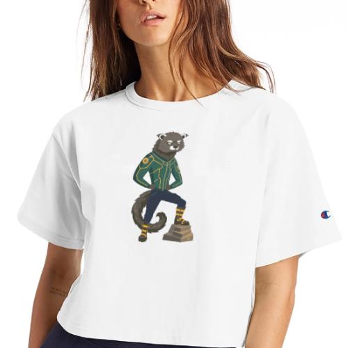Raccoon Ranger in Neon Armor - Champion Women’s Cropped T-Shirt