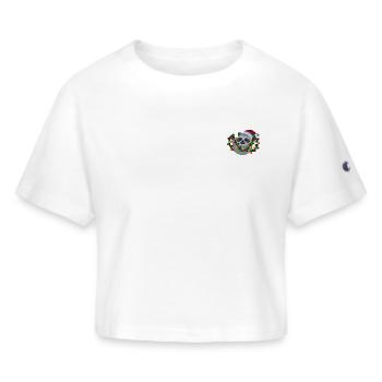 Raton laveur de Noël avec des lumières brodées - T-shirt court Champion pour femmes - blanc - Devant - Willow (175cm)
