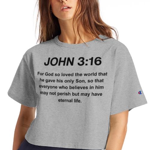 John 3:16 Christian Apparel – Bible Verse Clothing - Champion Women’s Cropped T-Shirt