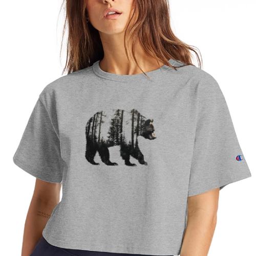 Evergreen Bear Silhouette - Champion Women’s Cropped T-Shirt