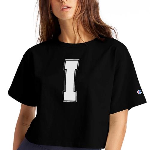 White Letter I – Varsity Alphabet Monogram - Champion Women’s Cropped T-Shirt