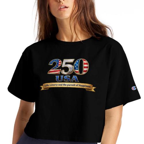 250 USA Liberty Banner - Champion Women’s Cropped T-Shirt