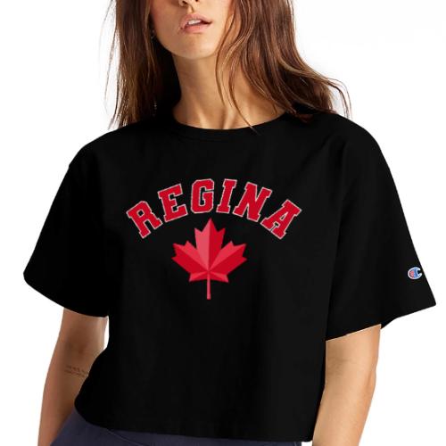 Regina with maple leaf - Champion Women’s Cropped T-Shirt