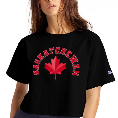 Saskatchewan with maple leaf - Champion Women’s Cropped T-Shirt