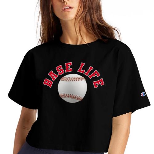Baseball: Base Life Vibes - Champion Women’s Cropped T-Shirt