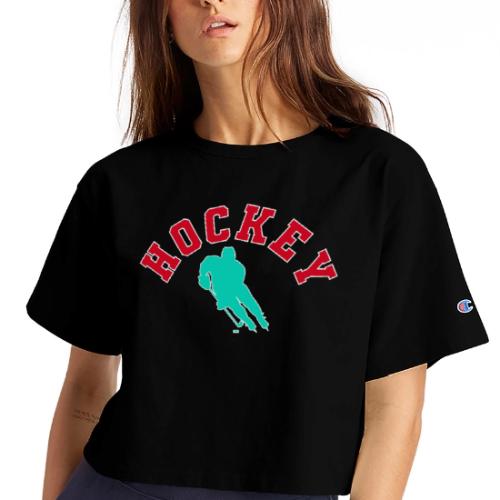 Hockey Player Silhouette - Champion Women’s Cropped T-Shirt