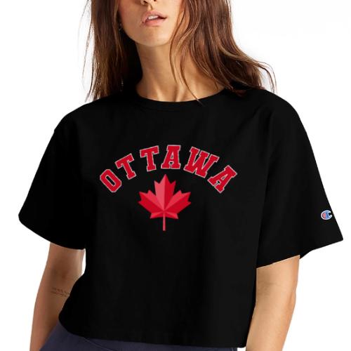 Ottawa with maple leaf - Champion Women’s Cropped T-Shirt