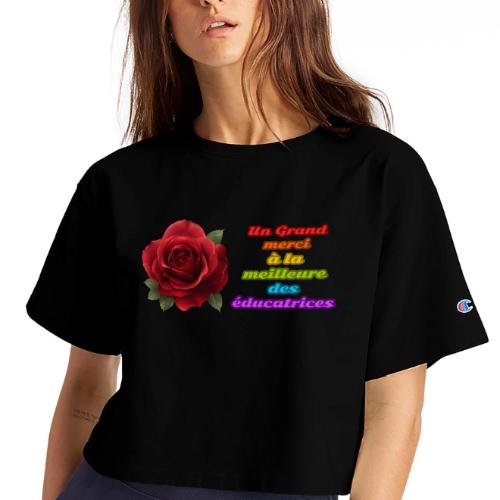 Thank You Educator: Pink and Rainbow Message - Champion Women’s Cropped T-Shirt