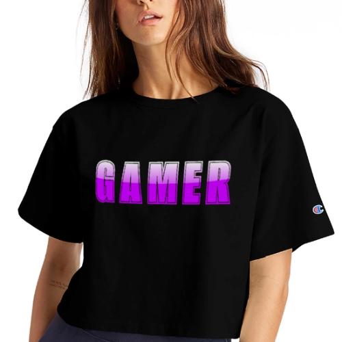 Gamer Purple Glossy Collegiate Design - Champion Women’s Cropped T-Shirt