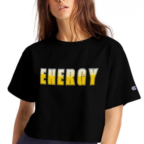 ENERGY Electric Yellow Power Word Design - Champion Women’s Cropped T-Shirt