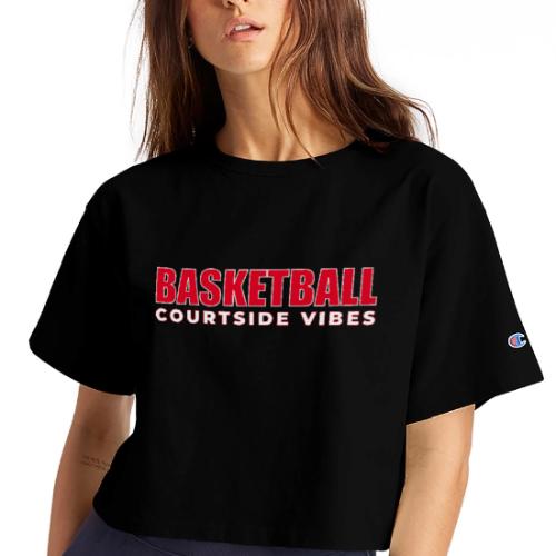 Courtside Vibes Basketball Typography Design - Champion Women’s Cropped T-Shirt