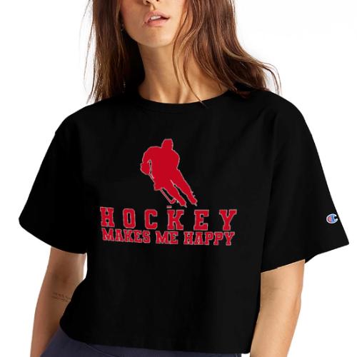 Hockey makes me happy - Champion Women’s Cropped T-Shirt