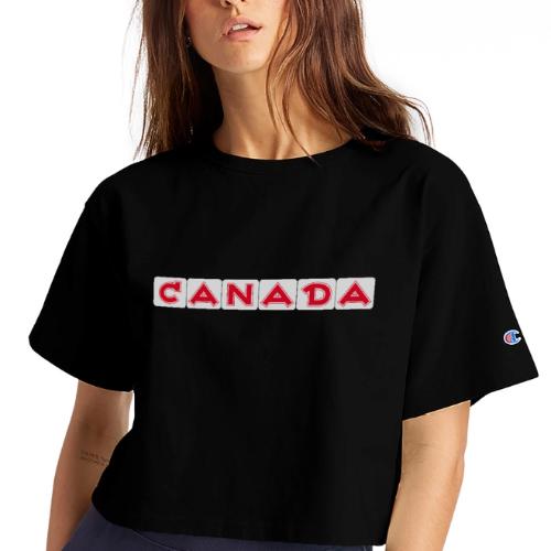 Canada, red letters on white background - Champion Women’s Cropped T-Shirt