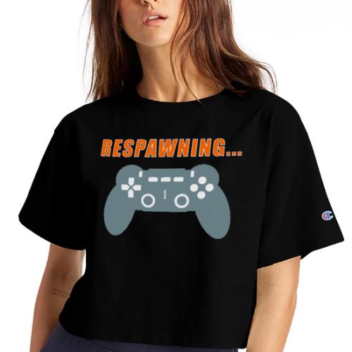 Respawning Gamer Controller Design - Champion Women’s Cropped T-Shirt