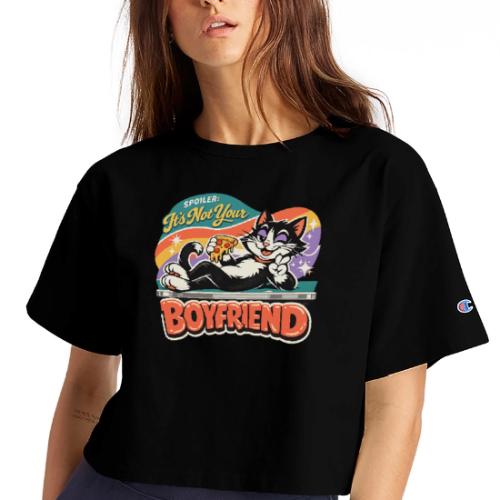 Sassy Cat Pride Pizza Retro Comic - Champion Women’s Cropped T-Shirt