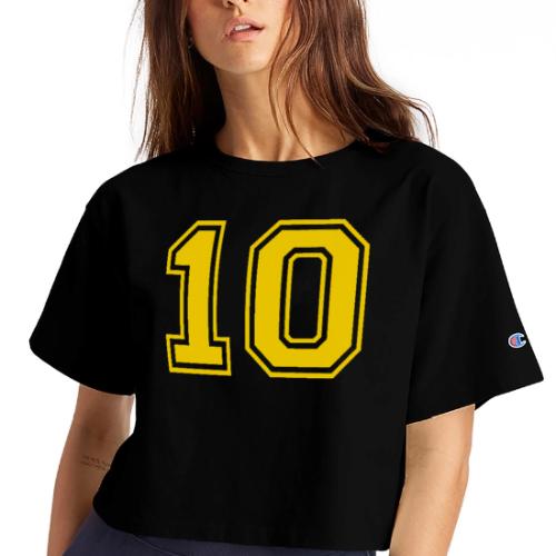 Number 10 in a classic athletic collegiate font - Champion Women’s Cropped T-Shirt