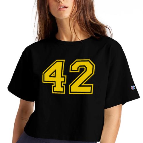 Number 42 in a classic athletic collegiate font - Champion Women’s Cropped T-Shirt