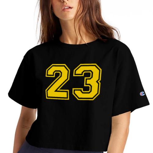 Number 23 in a classic athletic collegiate font - Champion Women’s Cropped T-Shirt
