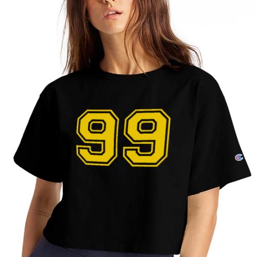 Number 99 in a classic athletic collegiate font - Champion Women’s Cropped T-Shirt