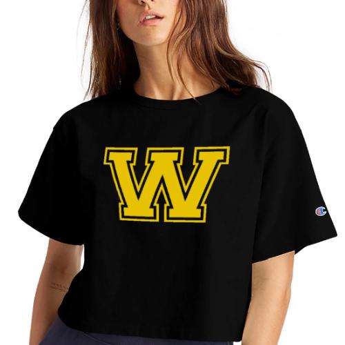 Letter W – Capital Athletic Alphabet Monogram - Champion Women’s Cropped T-Shirt