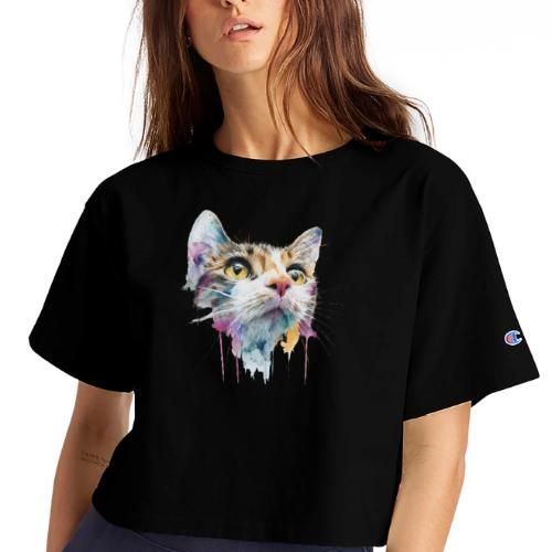 Chromatic Cat Splash - Champion Women’s Cropped T-Shirt