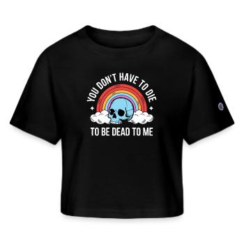Skull Rainbow Dark Humor Design - Champion Women’s Cropped T-Shirt - black - Front - Willow (175cm)