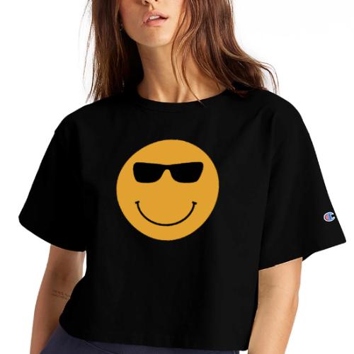 Orange Face with Sunglasses - Champion Women’s Cropped T-Shirt
