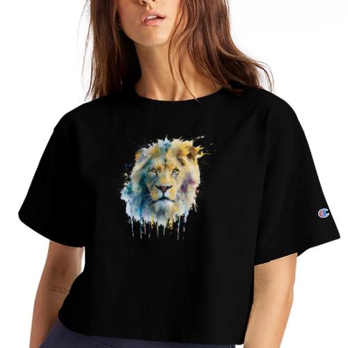 Splash-Art Lion Face - Champion Women’s Cropped T-Shirt