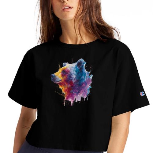 Watercolor Bear Portrait - Champion Women’s Cropped T-Shirt