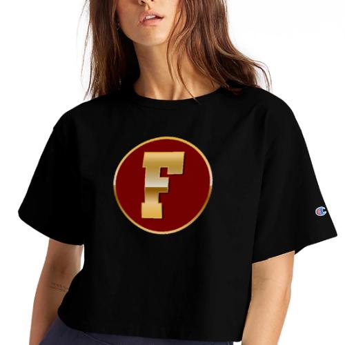 Letter F – Capital Varsity Alphabet Monogram - Champion Women’s Cropped T-Shirt