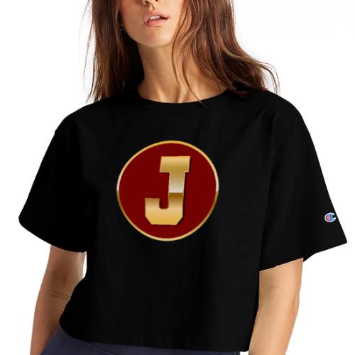 Letter J – Capital Varsity Alphabet Monogram - Champion Women’s Cropped T-Shirt